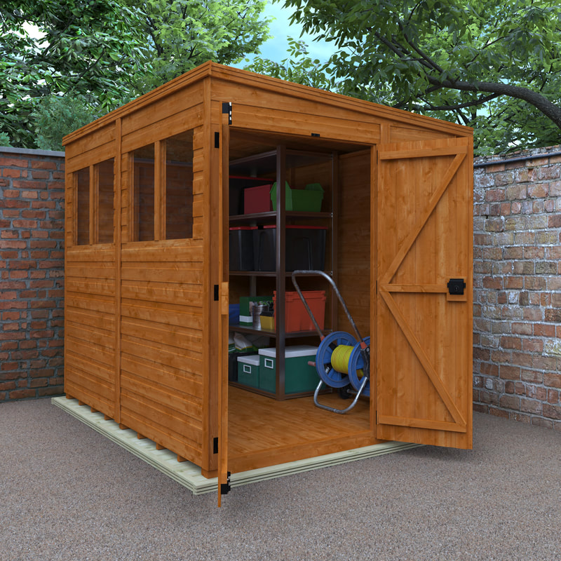 New pent roof double-door garden shed delivery and installation in Edinburgh, East Lothian and Midlothian click here for a new pent roof double-door garden shed quote